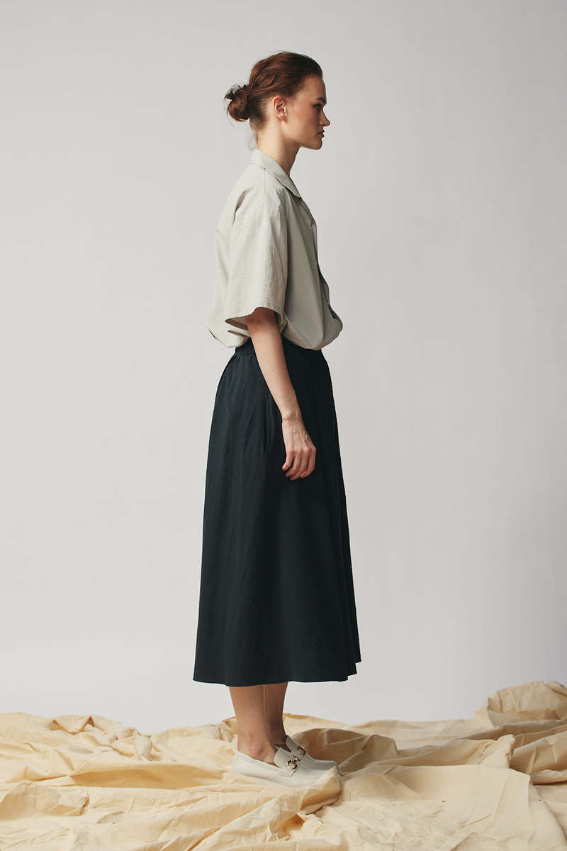 Devlyn Van Loon Cotton Gathered Skirt - Black 