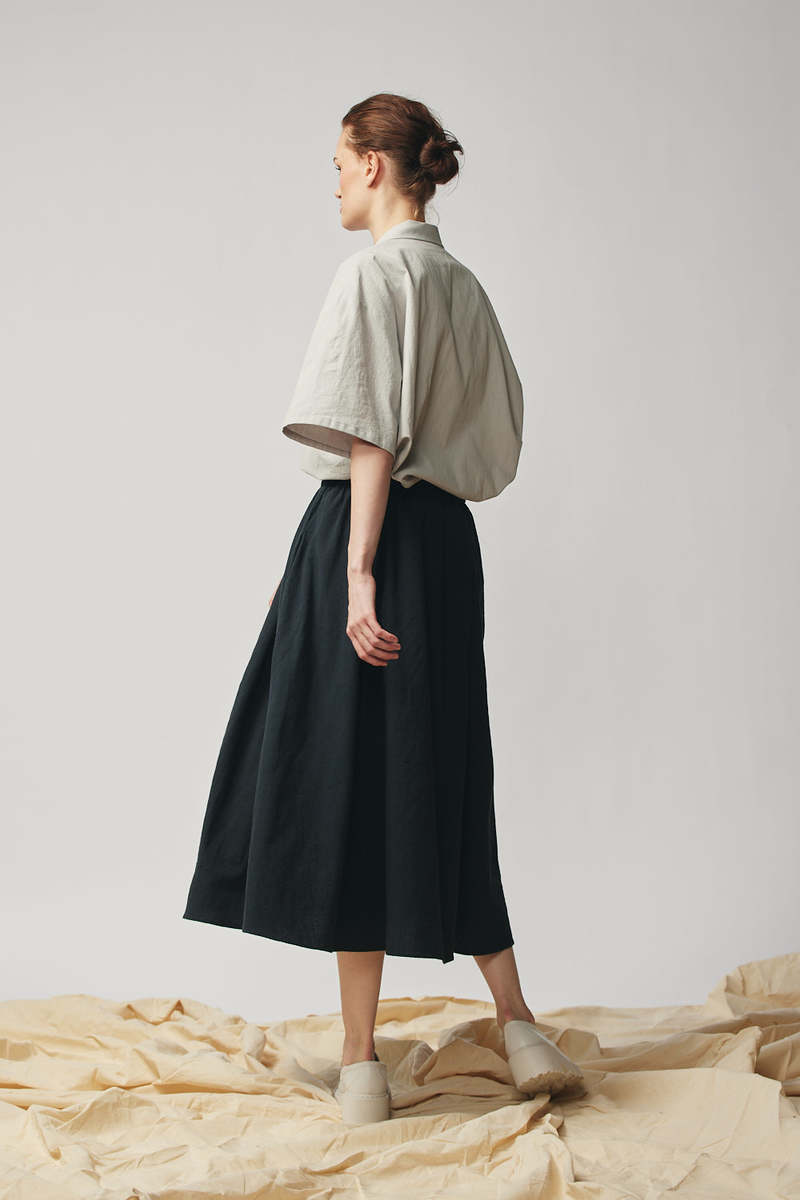 Devlyn Van Loon Cotton Gathered Skirt - Black 