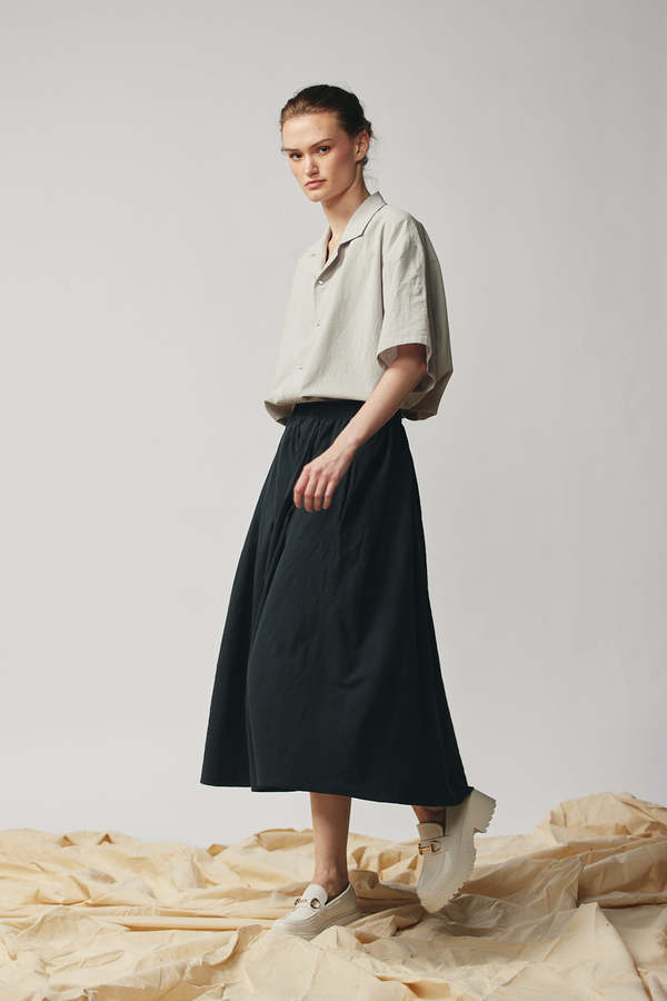 Devlyn Van Loon Cotton Gathered Skirt - Black 