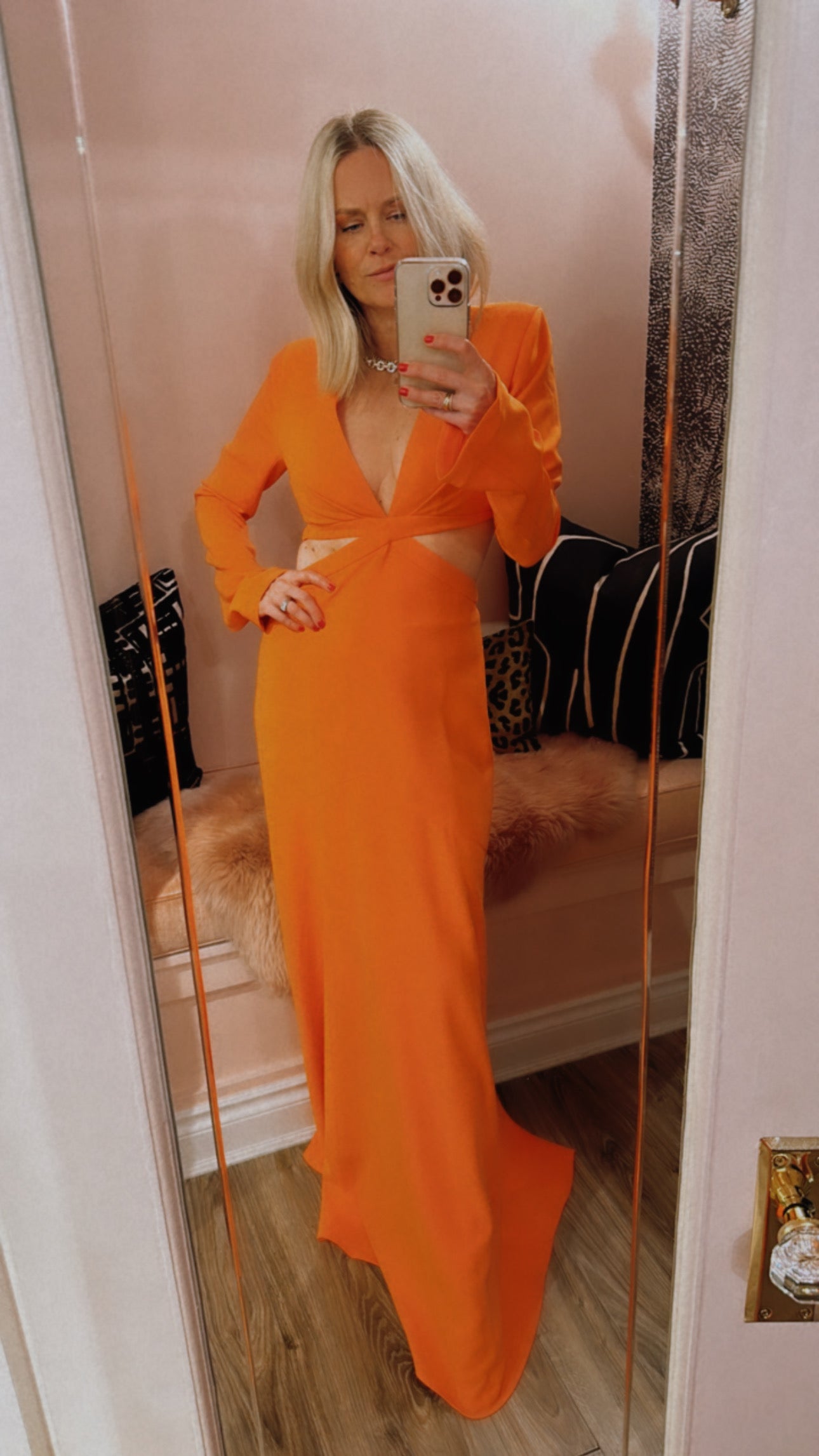 strapless open back dress Nova Tie Back Dress in Burnt Orange – OMNES main image 0