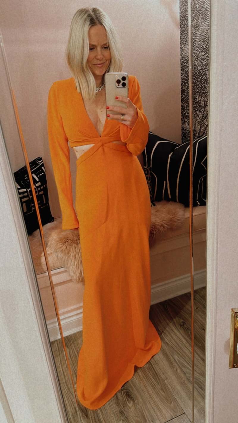 strapless open back dress Verona Off-Shoulder Lace Overlay Mini Dress Orange