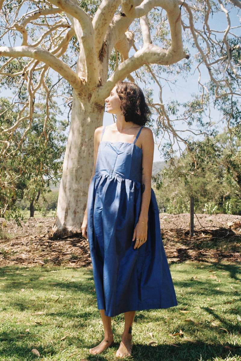 electric blue silk dress Electric Blue Slip Dress main image 1