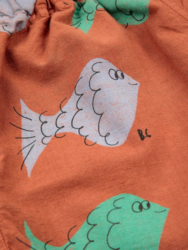 Kids Bobo Choses Fish All Over Woven Shorts - Multi Color | Garmentory