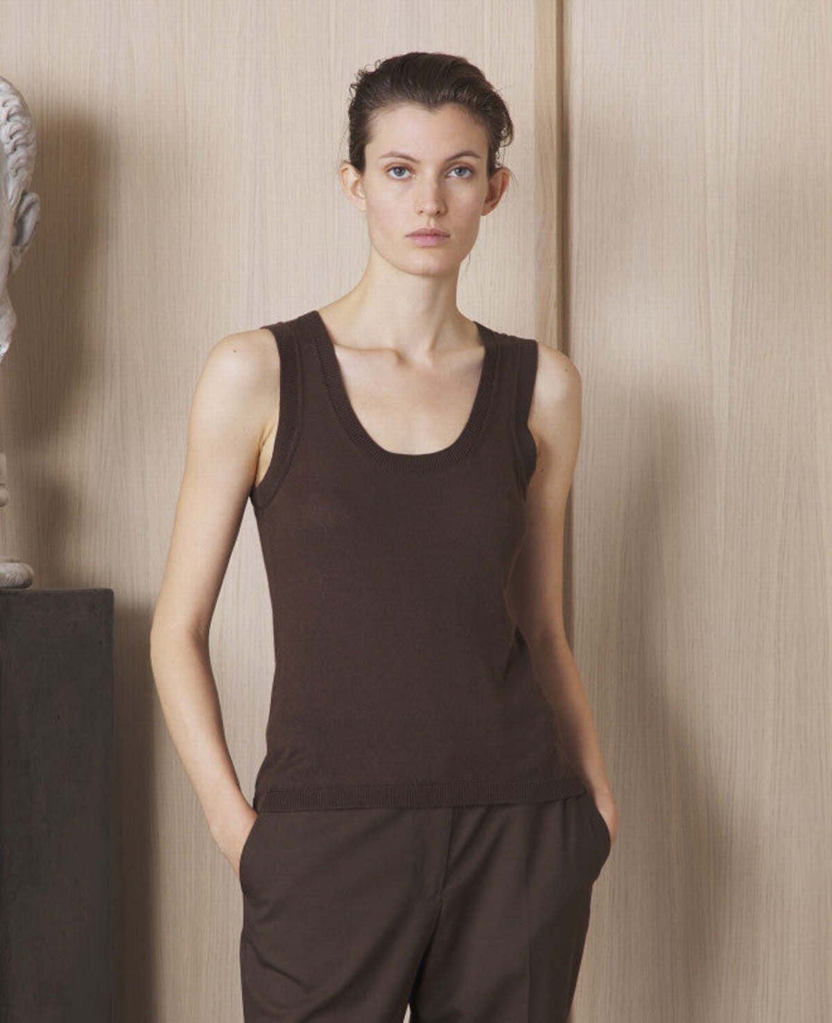 Officine Generale Esra Ribbed Tank - Cocoa | Garmentory