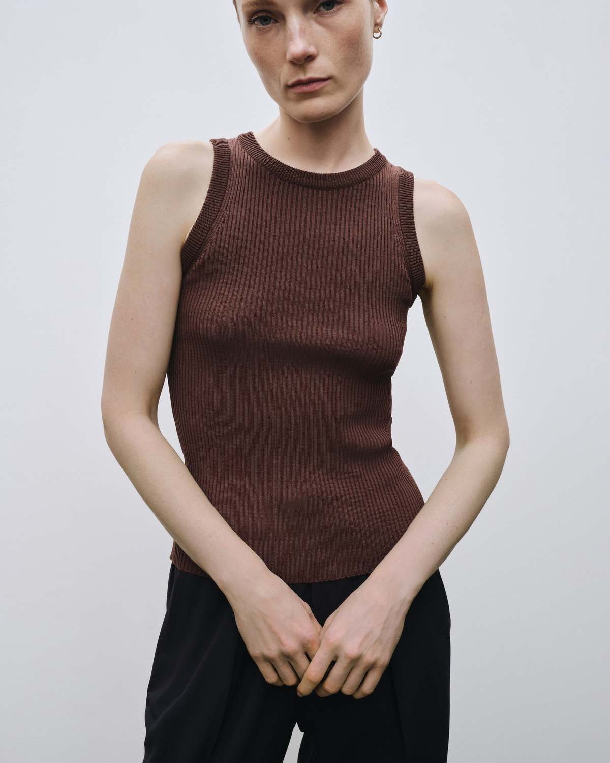 Mijeong Park Ribbed Knit Tank - Brown - Image 1 of 4