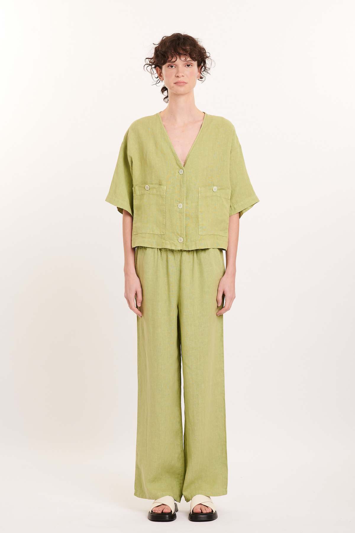 Our Sister Ozzy Linen Shirt - Lime - Image 4 of 4