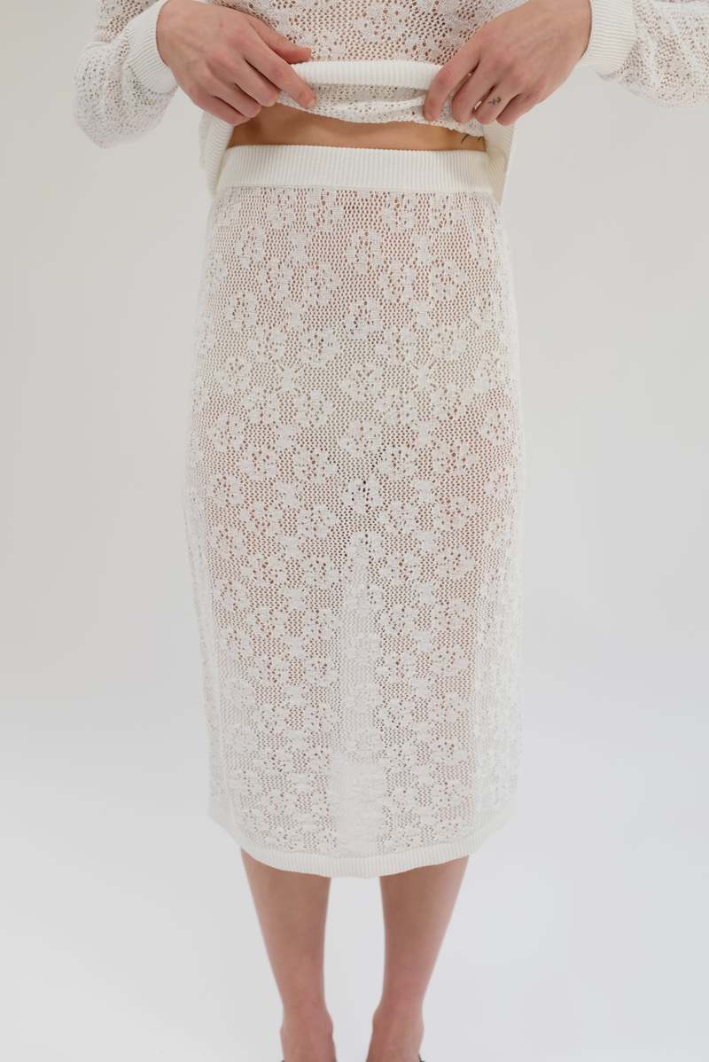 ◆BADBLOOD◆ Selena Lace Midi Skirt White w-skt24-016 badblood – BBGSHOPHK