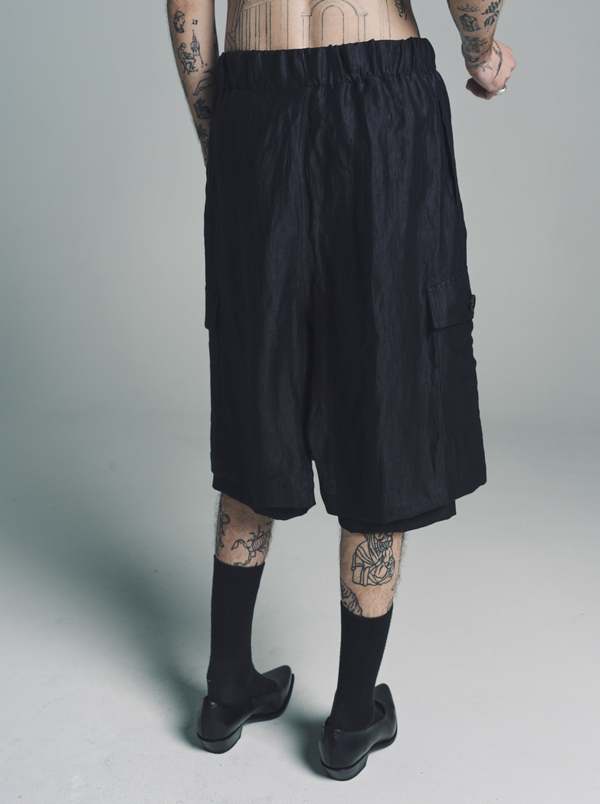 Wales Bonner Wrinkle Linen Xalam Shorts - Black | Garmentory