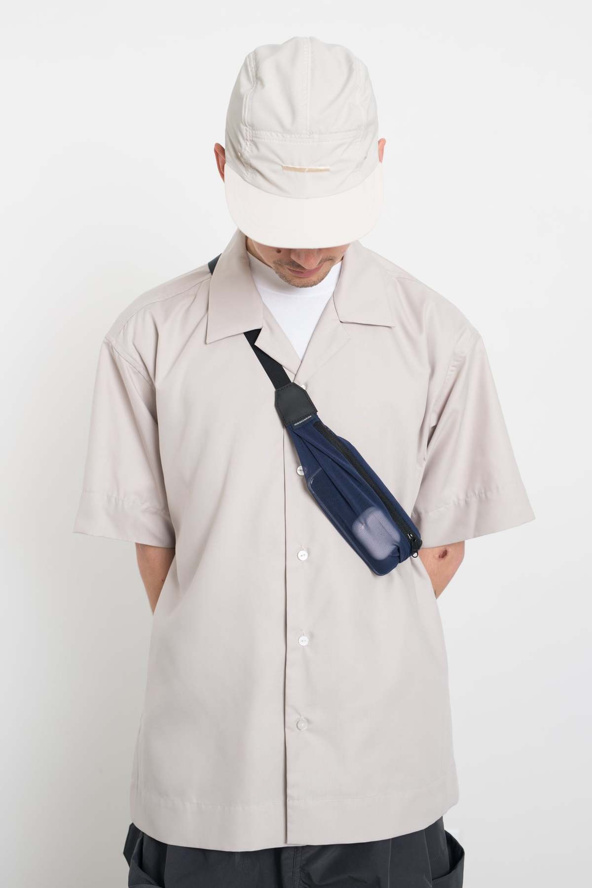 Meanswhile High Power Mesh Minimal Body Bag Navy Garmentory