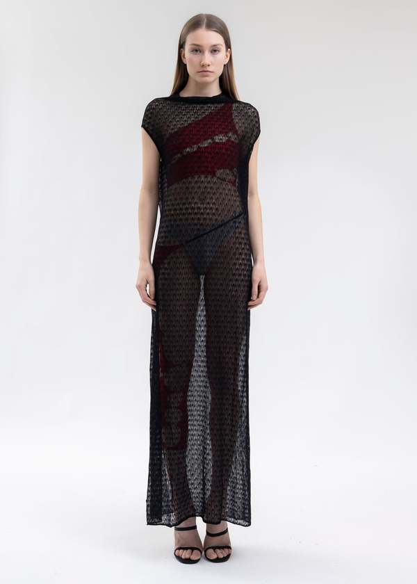 Rui SHEER KNIT LONG DRESS - ONYX | Garmentory