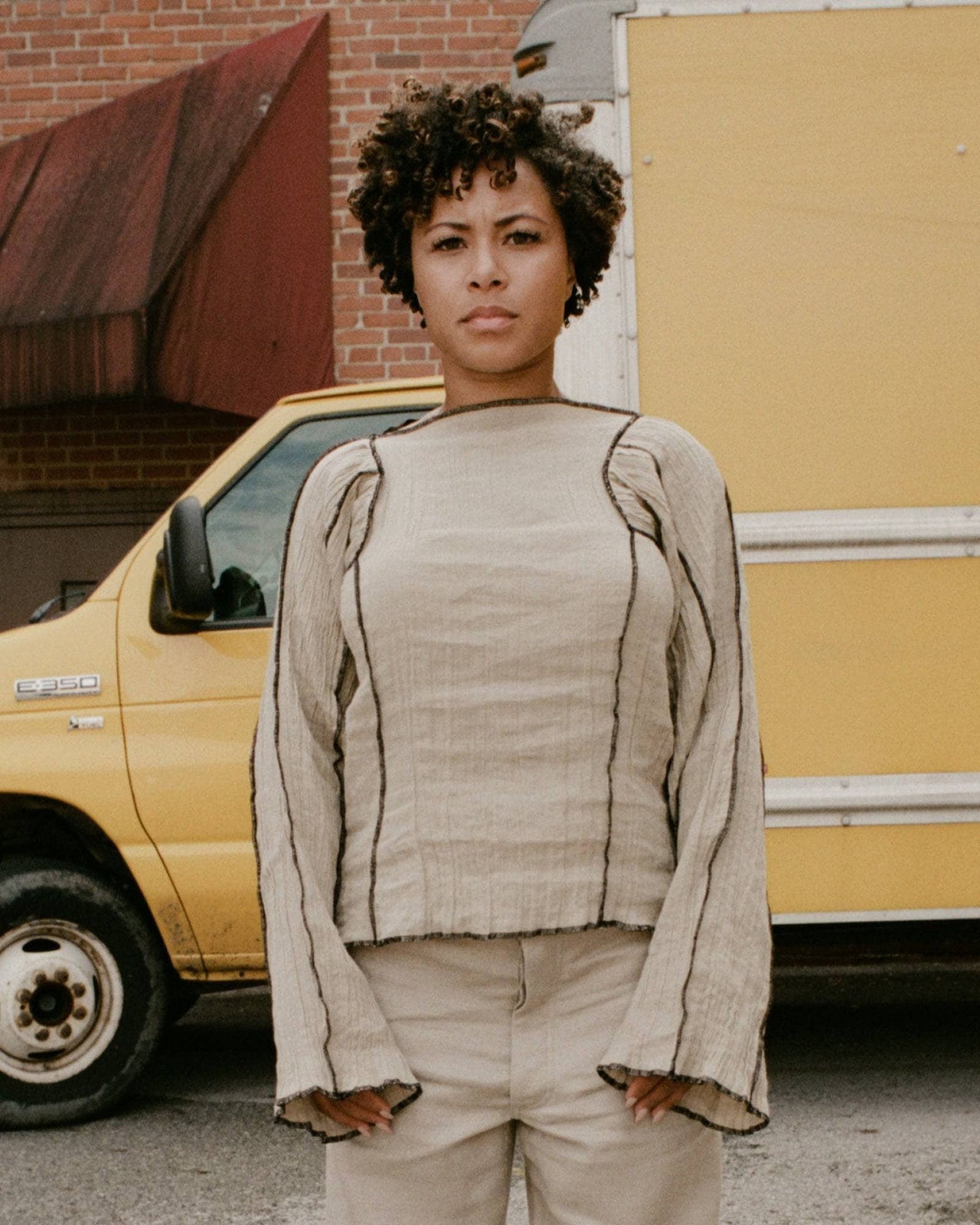 トップス baserange Shok Top Acacia Shok Slip Top in Brick | Crinkle linen | en | Baserange