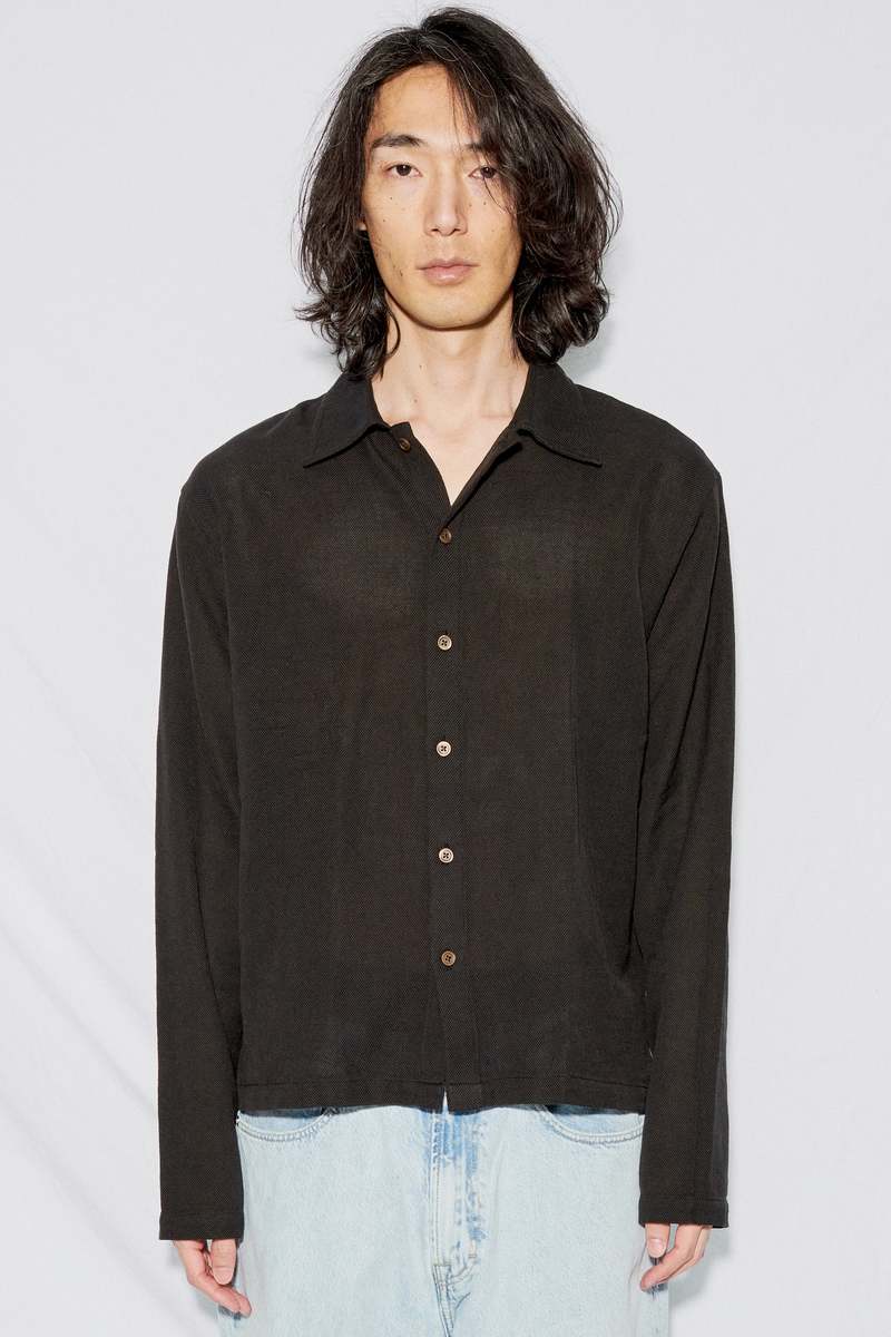 Our Legacy Sparse Panama Cotton Isola Shirt - Black | Garmentory