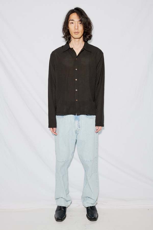 Our Legacy Sparse Panama Cotton Isola Shirt - Black | Garmentory