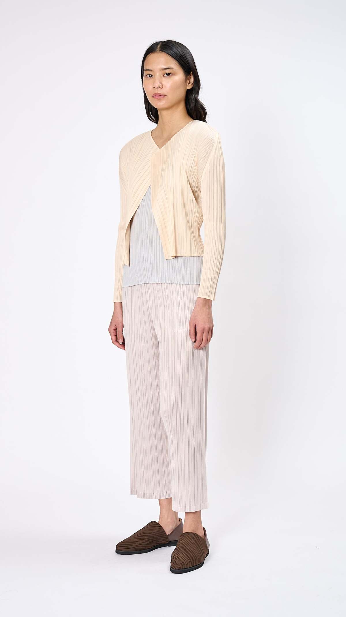 PLEATS PLEASE ベージュ Issey Miyake Pleats Please beige pleated jumper with square
