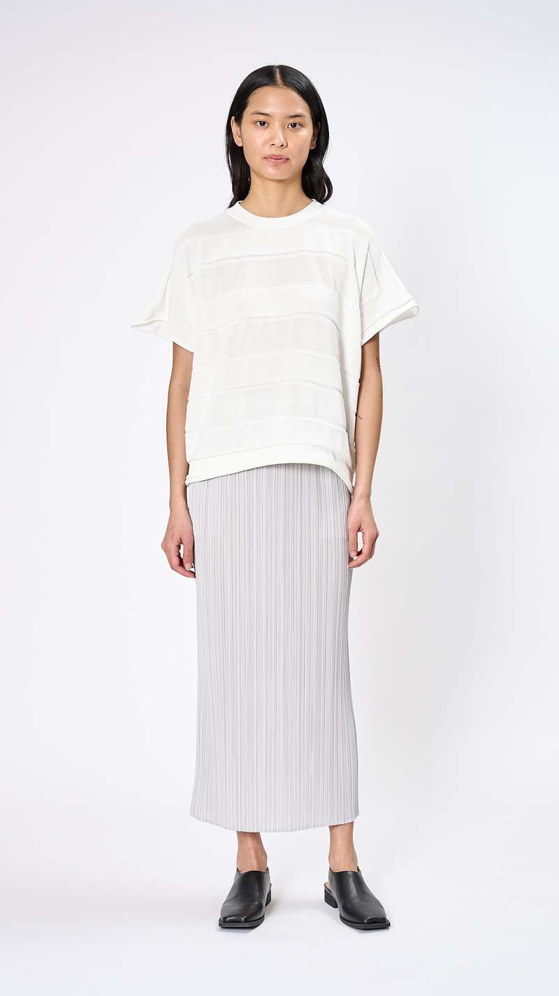 Pleats Please by Issey Miyake Step Knit Top - White | Garmentory 
