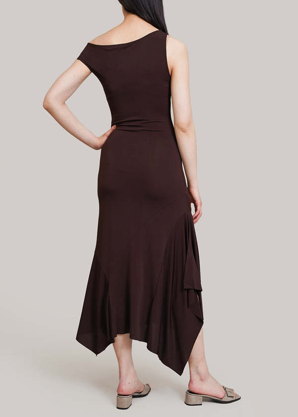 navy blue dress for baby girl Yausi Viscose Asymmetrical in Brown – SVRN main image 1