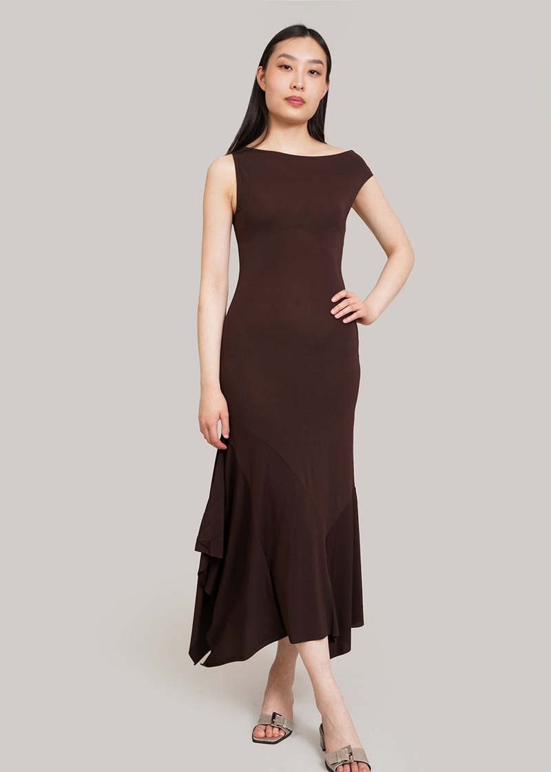 paloma wool brown dress ELANI V-neck Maxi Dress with Golden Details main image 0
