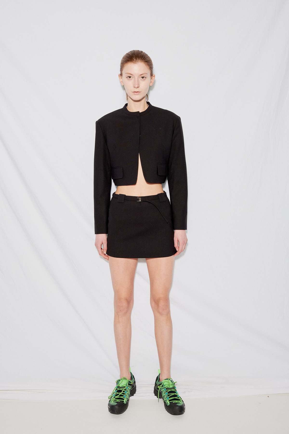 ★OPEN YY_TheOpen Product★ 303 Cropped Jacket Black FWRFCJ Theopen Product Collarless Cropped Jacket - Black | Garmentory