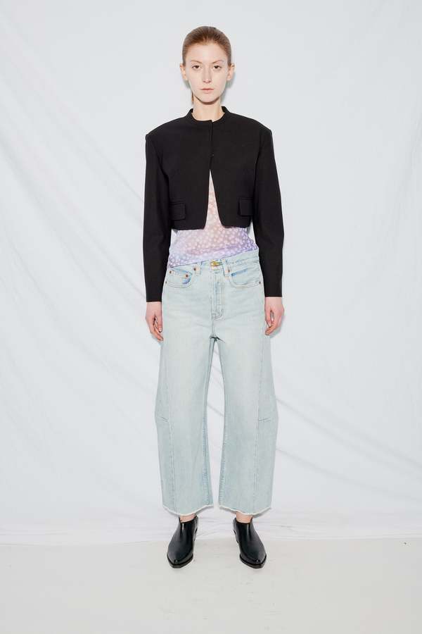 ★OPEN YY_TheOpen Product★ 303 Cropped Jacket Black FWRFCJ Theopen Product Collarless Cropped Jacket - Black | Garmentory