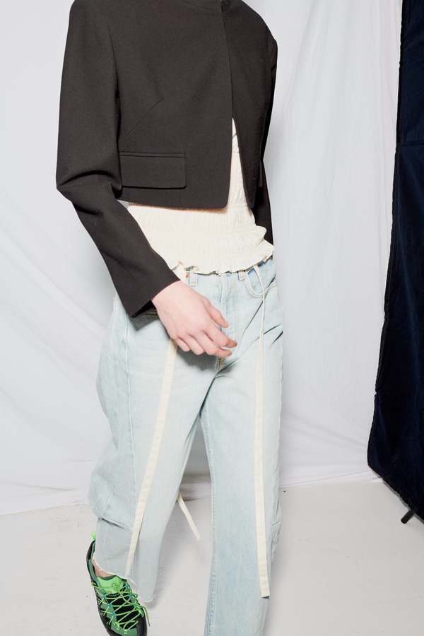 ★OPEN YY_TheOpen Product★ 303 Cropped Jacket Black FWRFCJ Theopen Product Collarless Cropped Jacket - Black | Garmentory