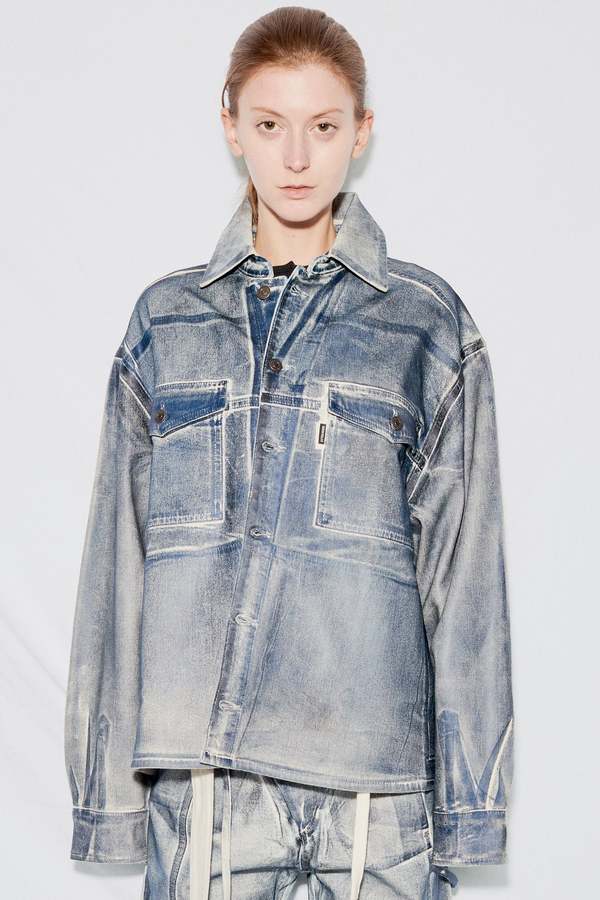 Ottolinger Oversized Denim Shirt - Blue Paint | Garmentory