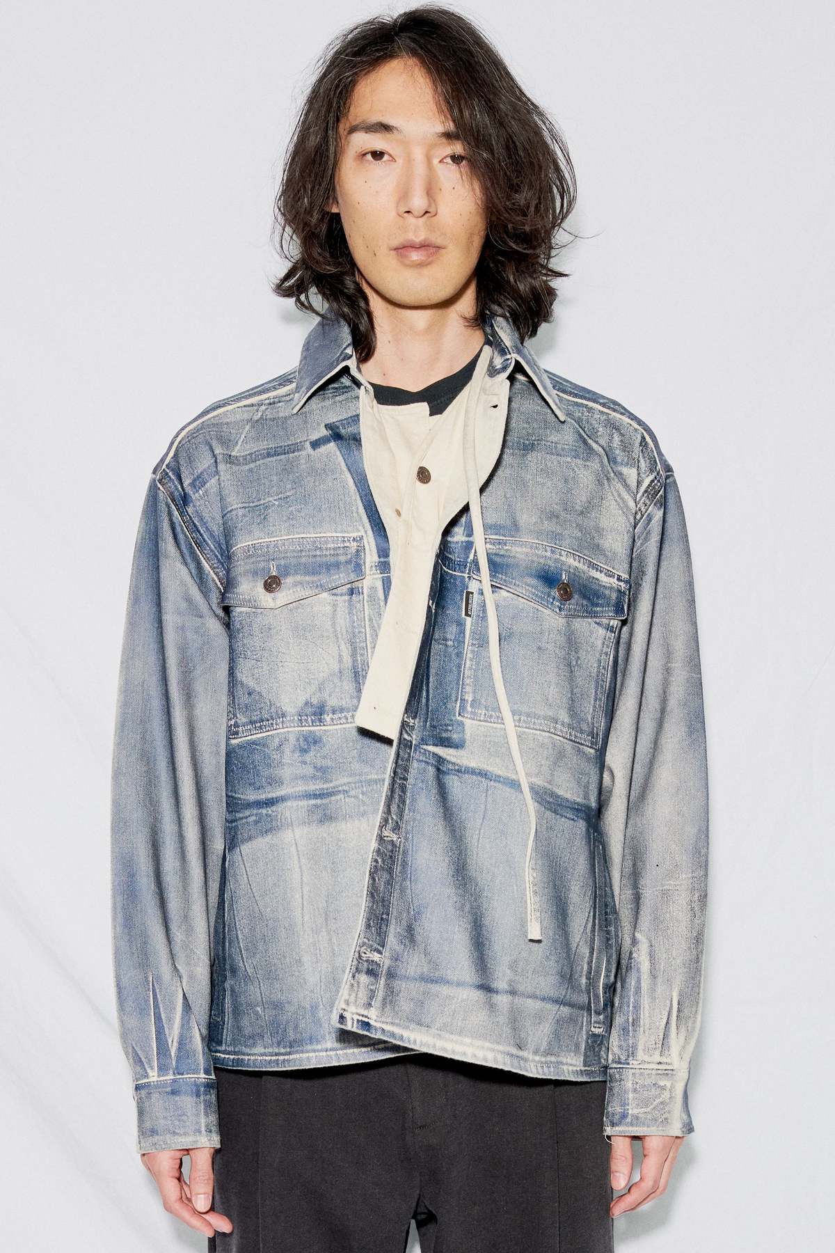 Ottolinger Oversized Denim Shirt - Blue Paint | Garmentory