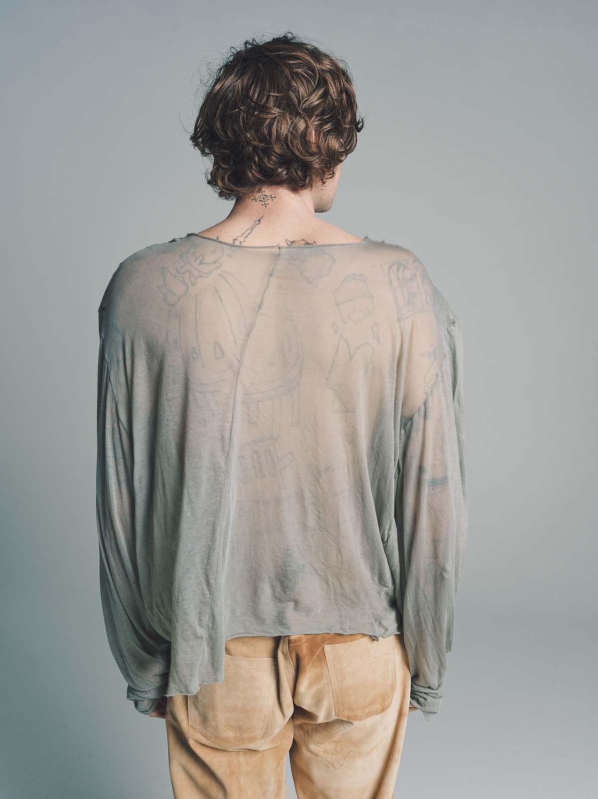 Gabriela Coll Garments No.223 Sheer Jersey Top - Off Green