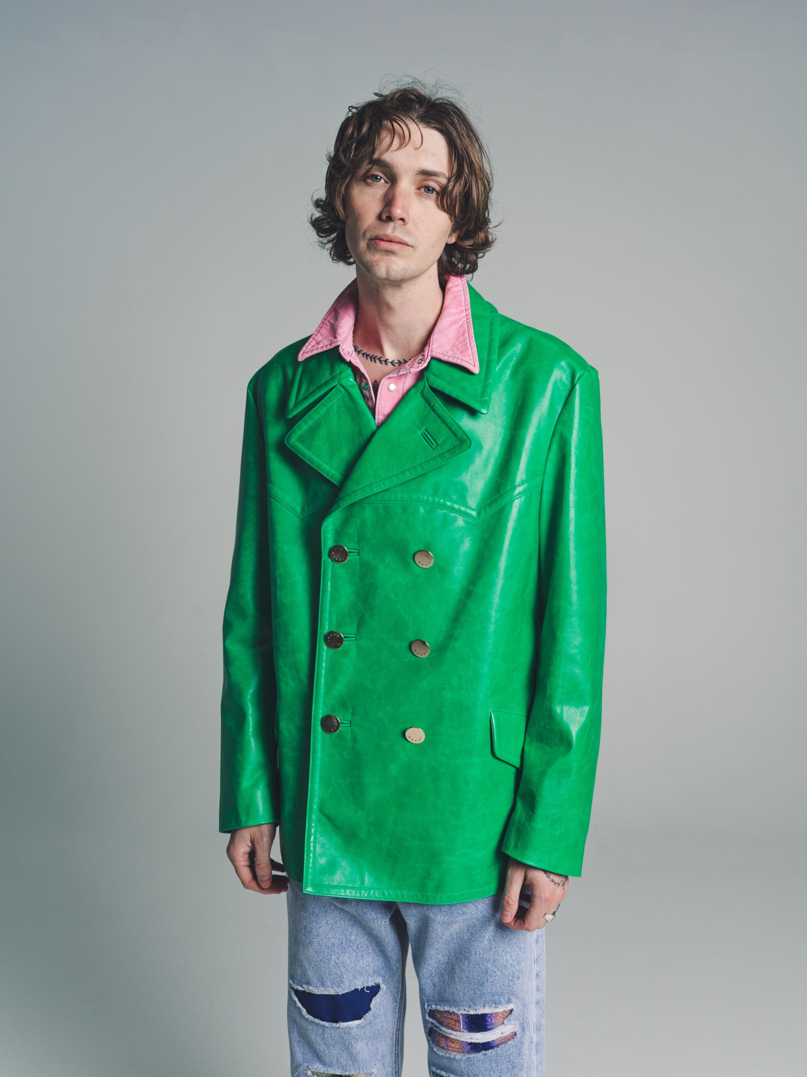 【関税＆送料込み】Marni Green Single-Breasted Jacket With Green Zip Shearling Jacket by Marni on Sale