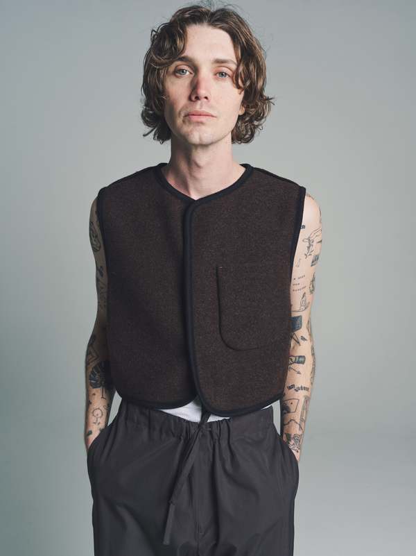 Rier Treebark Wool Utility Crop Walker Gilet - Brown | Garmentory