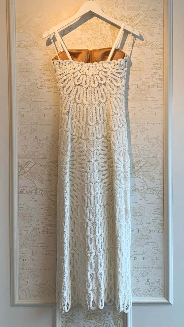 Simkhai Elise Crochet Midi Dress - White