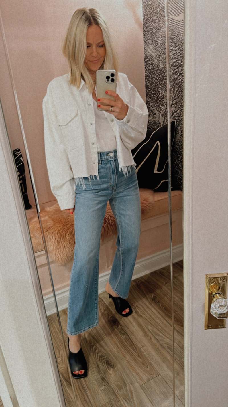 AGOLDE Nyx Denim Shirt Jacket - White Denim | Garmentory