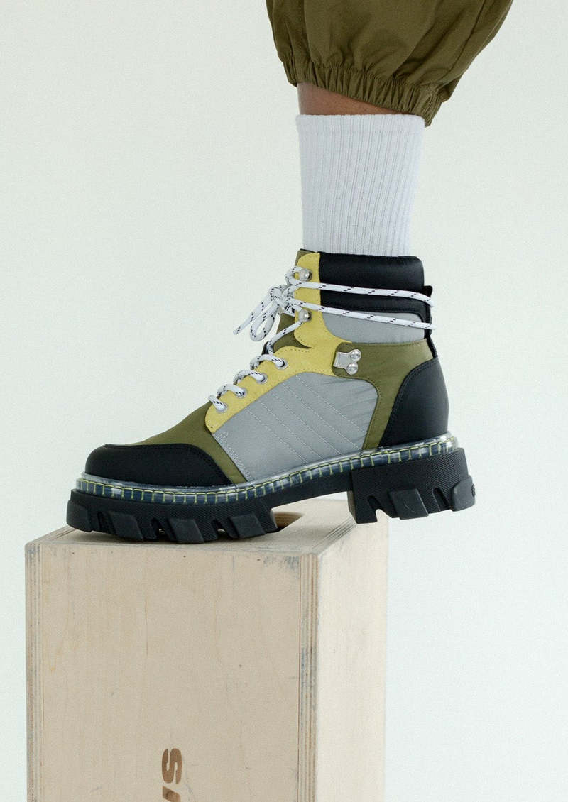【送料&関税込】Ganni Outdoor Lace-up Boot Beige Outdoor Boots by GANNI on Sale