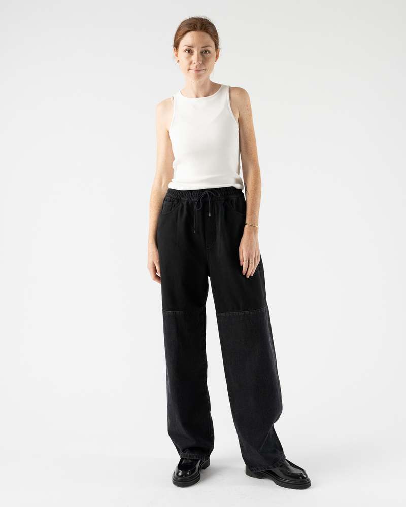 パンツ AMOMENTO DRAWSTRING DENIM PANTS Amomento Drawstring Denim Pants in Black | Garmentory