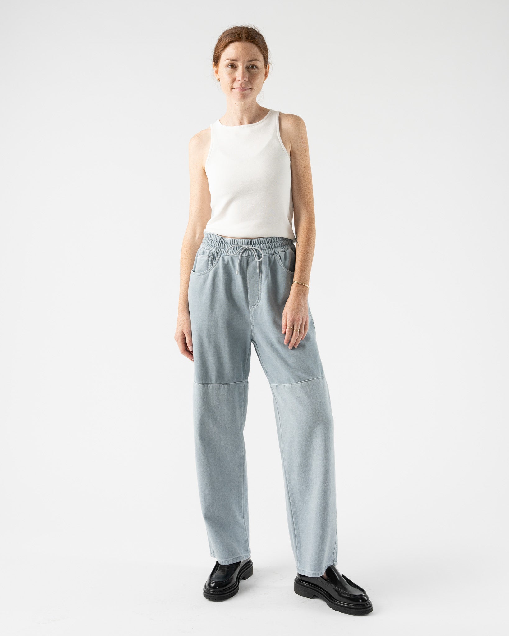 【AMOMENTO】DRAWSTRING DENIM PANTS Amomento Drawstring Denim Pants in Blue Grey | Garmentory