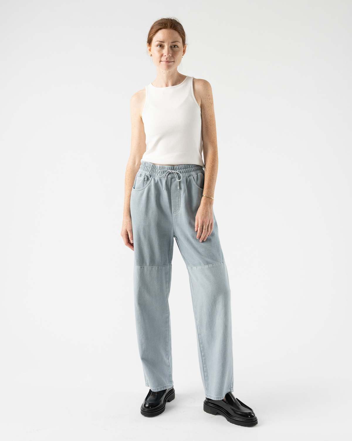 パンツ AMOMENTO DRAWSTRING DENIM PANTS Amomento Drawstring Denim Pants in Blue Grey | Garmentory