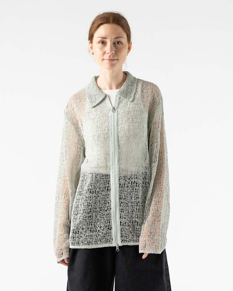 Amomento Lace Zip Up Shirt in Mint | Garmentory