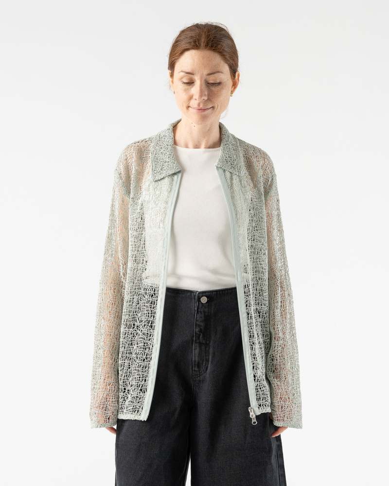トップス AMOMENTO 24ss SHEER ZIP UP SHIRTS M MINT Amomento Lace Zip Up Shirt in Mint | Garmentory