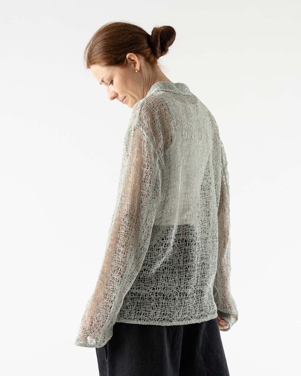 Amomento Lace Zip Up Shirt in Mint | Garmentory