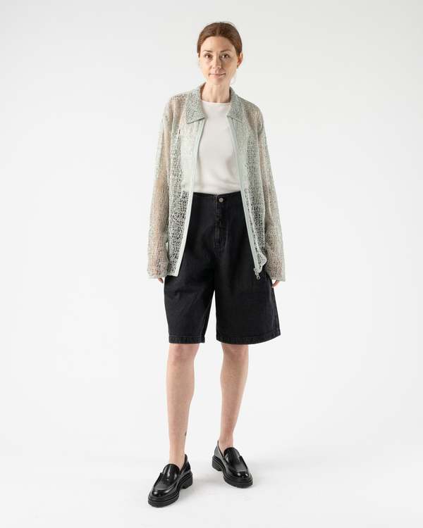 トップス AMOMENTO 24ss SHEER ZIP UP SHIRTS M MINT Sheer Hooded Zip Up Jumper in Mint - Amomento | Afura Store