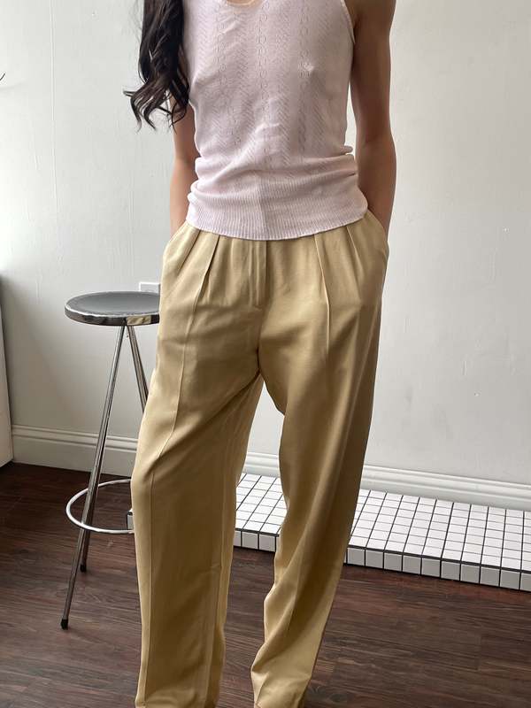 Vintage Silk Trousers - Butter