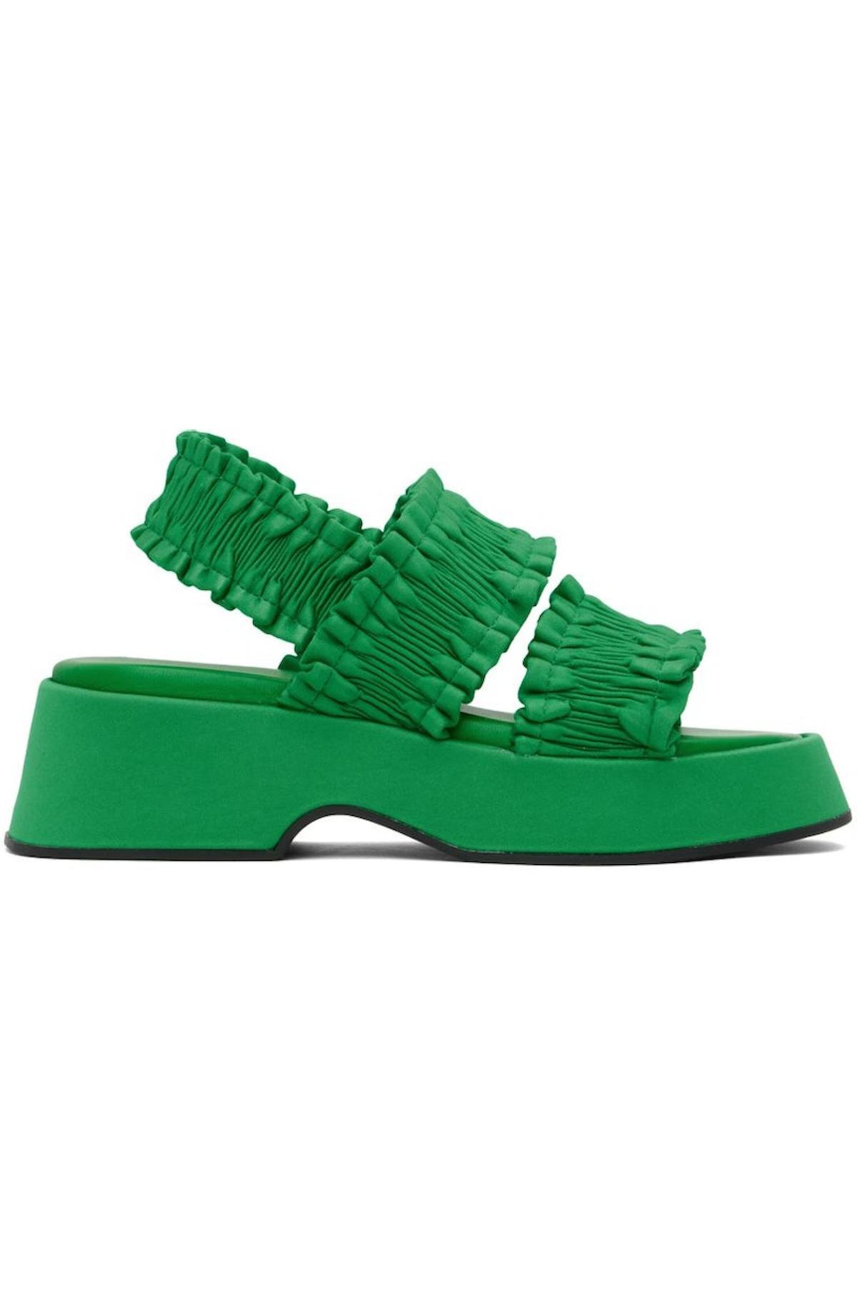 可愛い☆【GANNI】Smock flatform sandal 関税/送料込み GANNI-Green-Smock-Flatform-