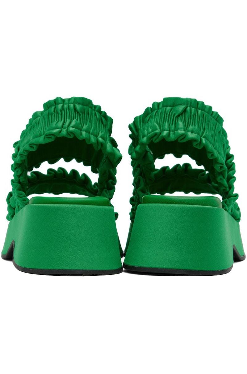 GANNI Green Smock Flatform Sandals | Garmentory