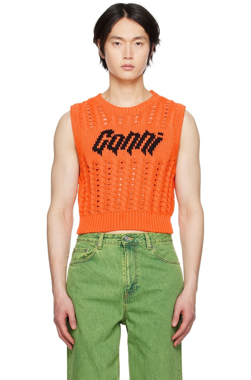 Black Black Cotton Rope Vest | GANNI US
