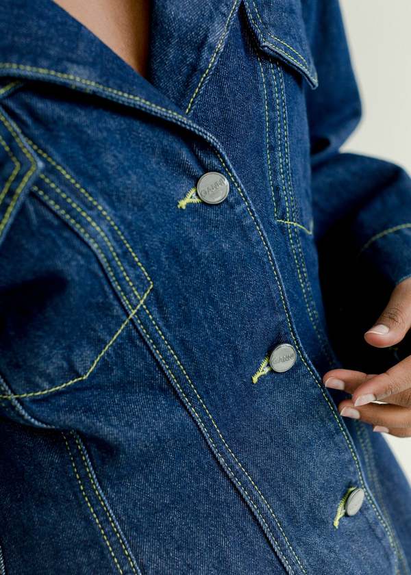 Ganni Rinse Denim Fitted Blazer - Rinse | Garmentory