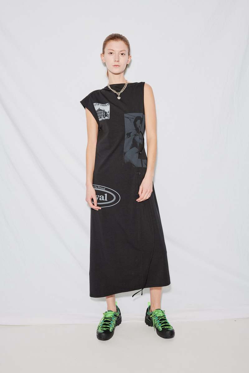 Theopen Product Collage Printed Dress - Black | Garmentory 
