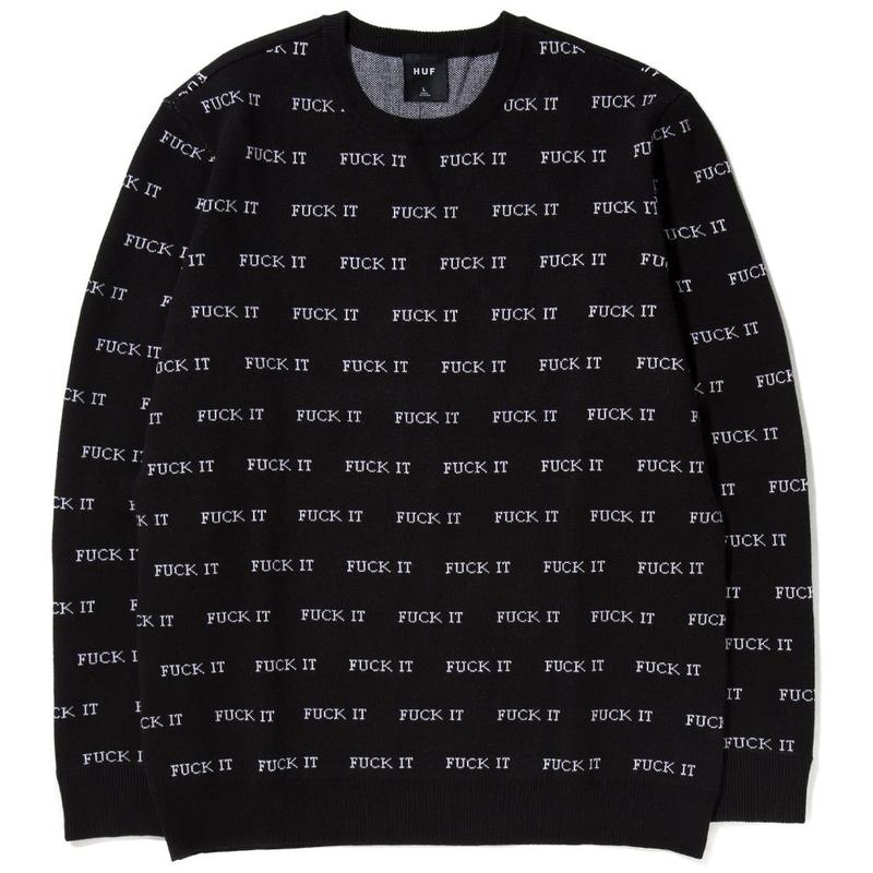 HUF FUCK IT JACQUARD SWEATER / BLACK | Garmentory