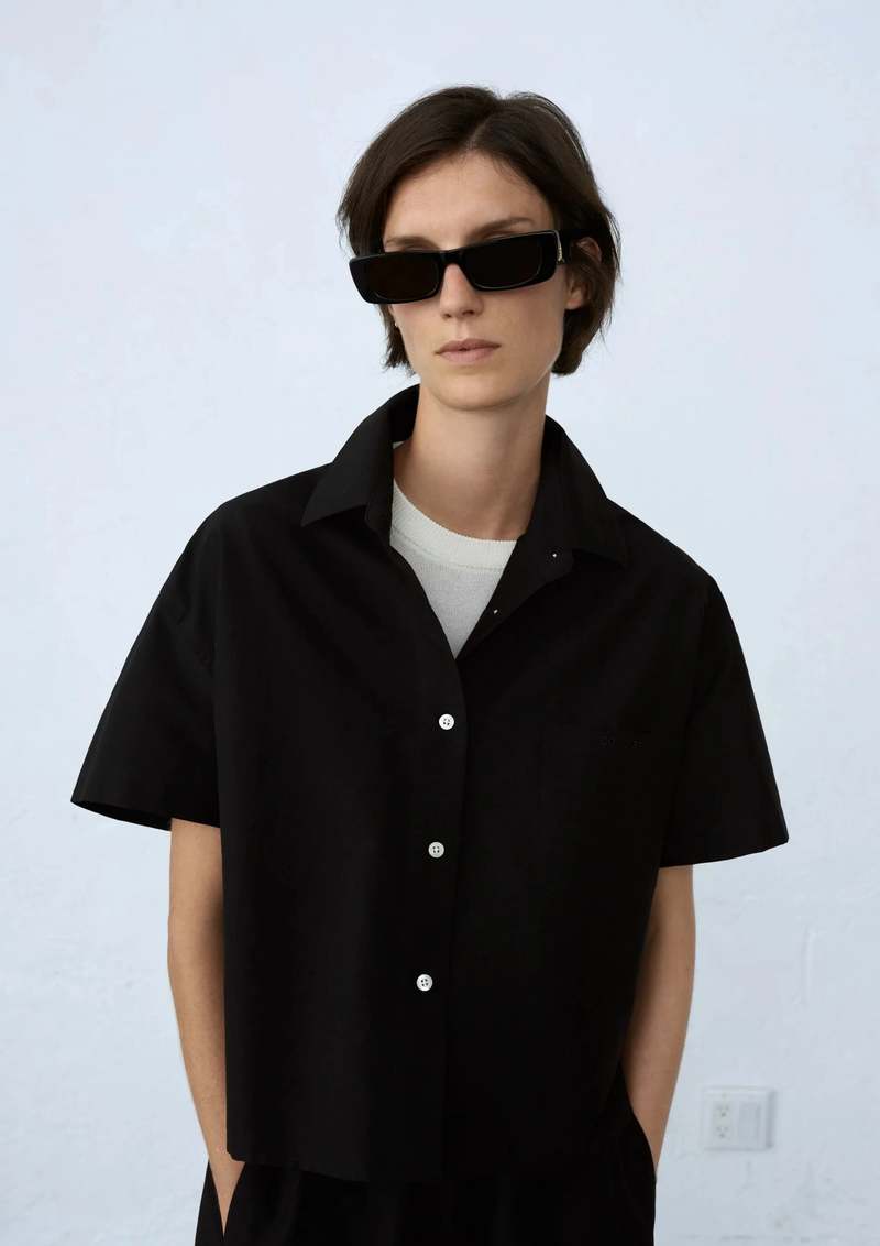 Cordera Cropped Shirt - Black | Garmentory