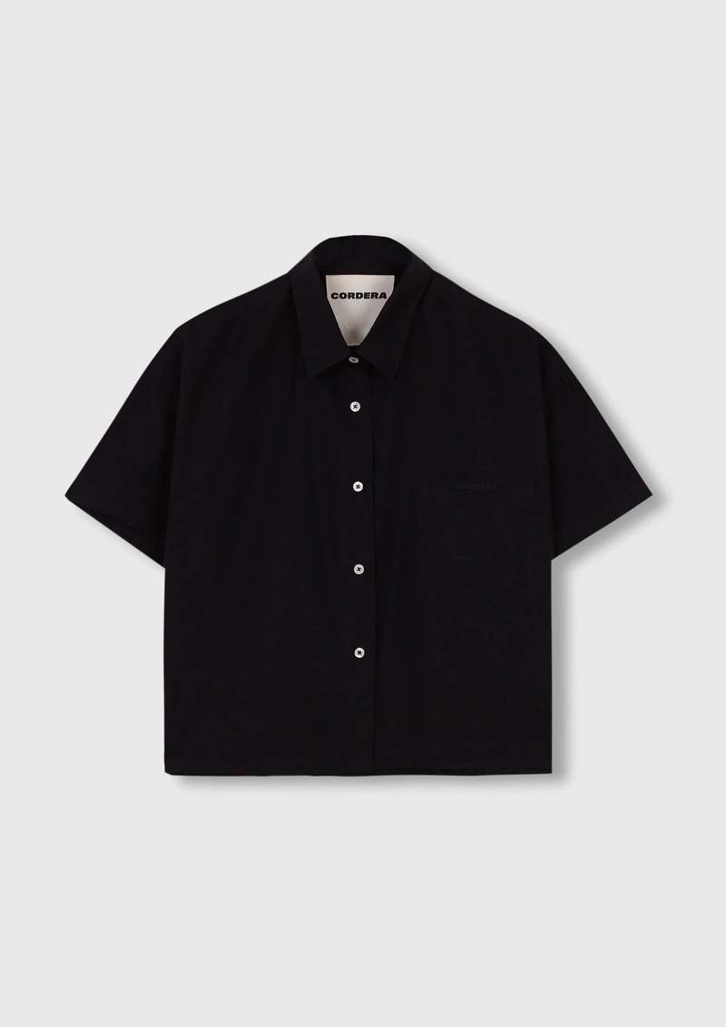 Cordera Cropped Shirt - Black | Garmentory