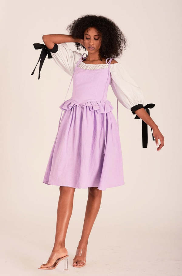 Eliza Faulkner Tessa Linen Dress - Lilac | Garmentory