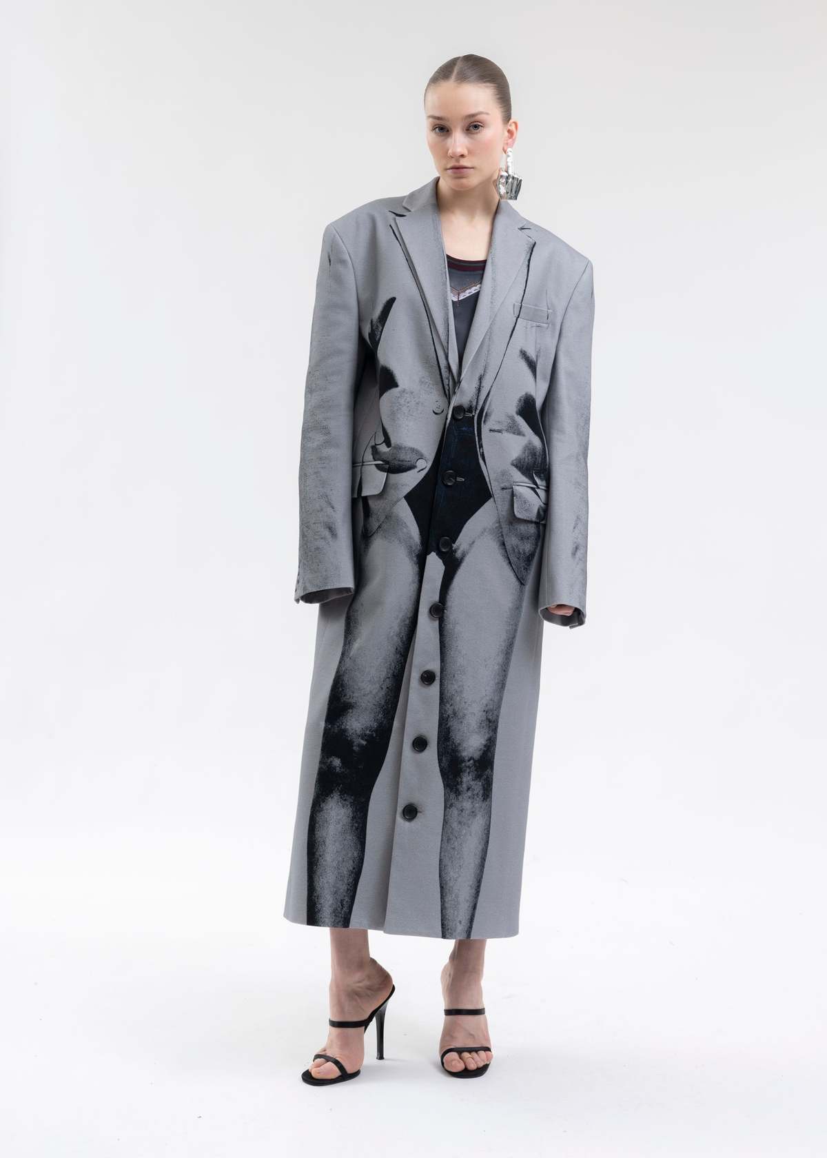 美品✨Jaen Paul GAULTIER Super Long Coat Y/project GREY Jean Paul Gaultier Edition TROMPE L'OEIL JANTY MAXI